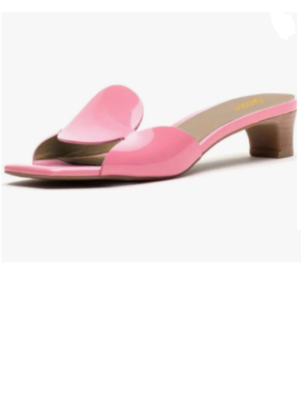 Pazzion Pink Circle Slides Sandals Patent Leather Comfortable Low Heels Shoes